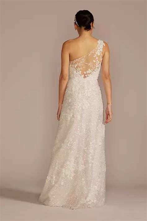 david's bridal one shoulder|one shoulder beaded wedding dresses.